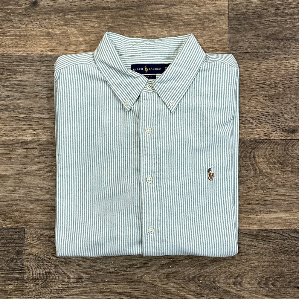 Ralph Lauren Shirt Men’s XXL Classic Fit Button Down White/Green